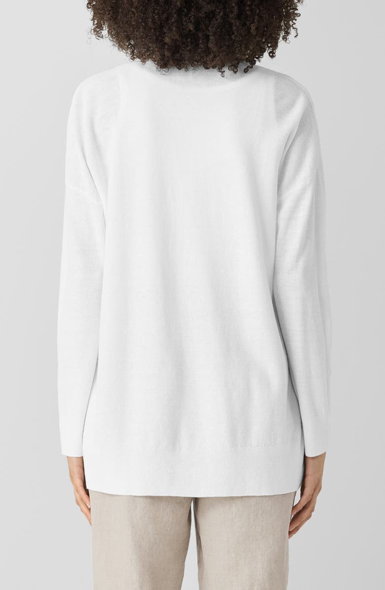 Eileen Fisher Organic Linen Blend Open Front Cardigan, Alternate, color, White