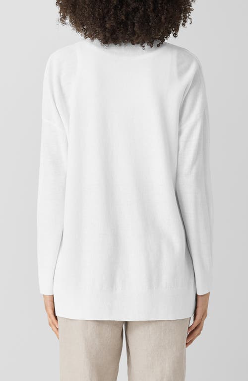 Eileen Fisher Organic Linen Blend Open Front Cardigan In White