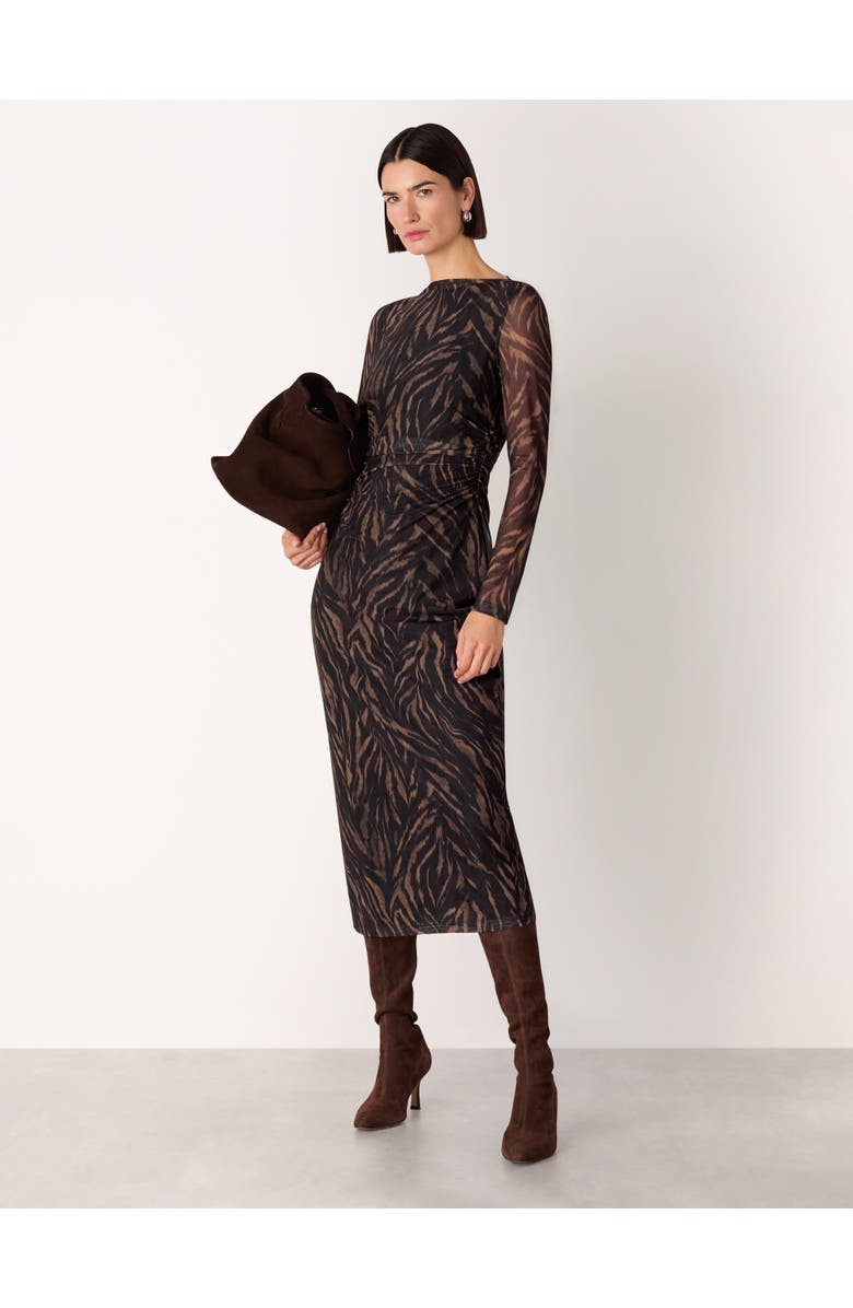 Whistles Abstract Zebra Mesh Dress, Main, color, Black/Multi