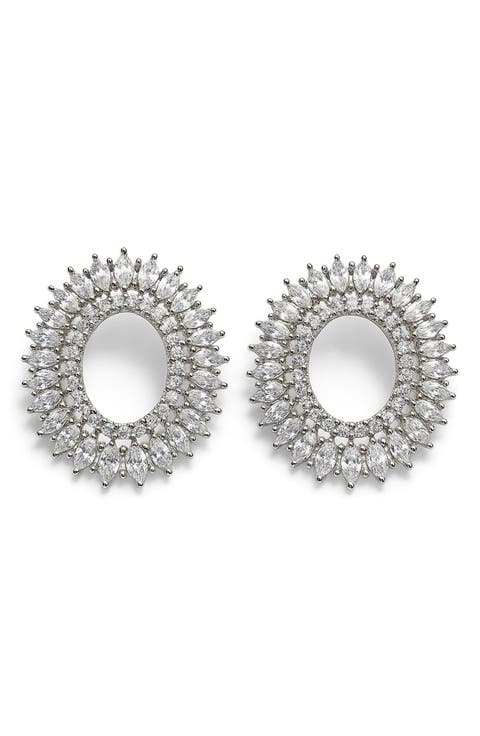 Gemstone Statement Stud Earrings