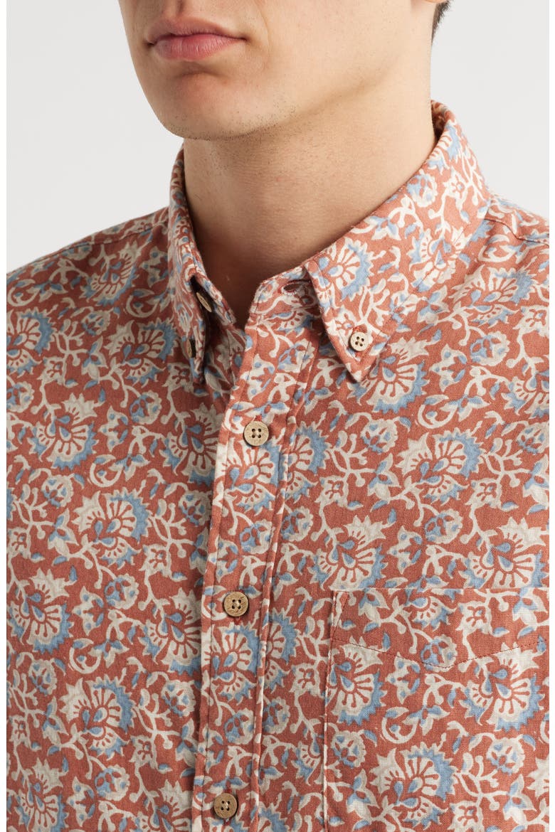 Breeze Short Sleeve Button-Down Shirt, Alternate, color, CLAY OCEANSIDE FLORAL