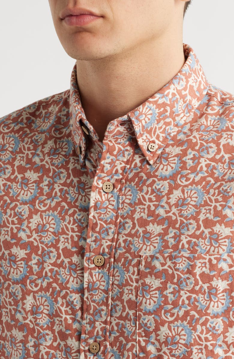 Faherty Breeze Short Sleeve Button-Down Shirt, Alternate, color, Clay Oceanside Floral