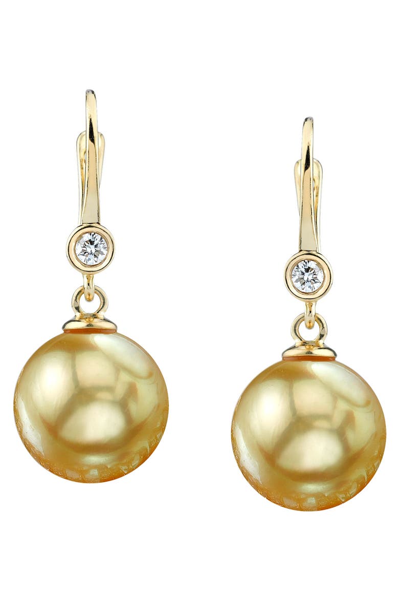 Golden Pearl & Diamond Michelle Earrings, Main, color, Yellow Gold