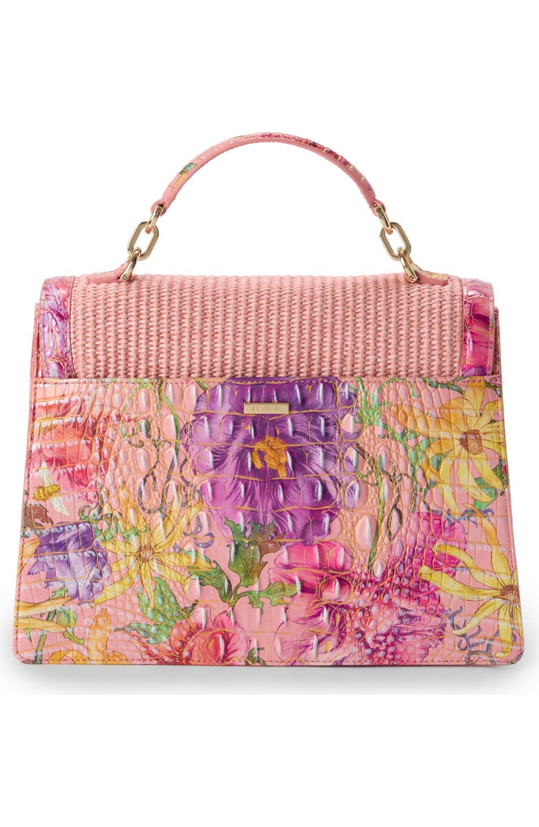 Brahmin Small Hallie Woven Straw & Croc Embossed Leather Satchel, Alternate, color,