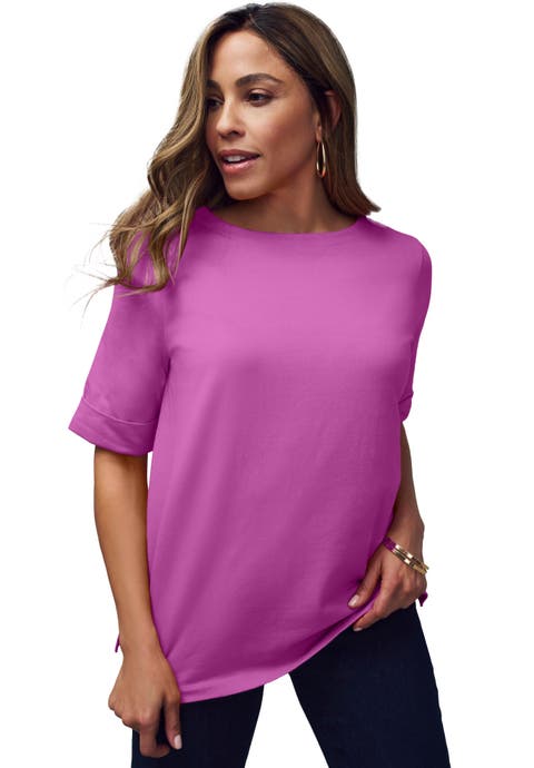 Stretch Cotton Cuff Tee (Plus)