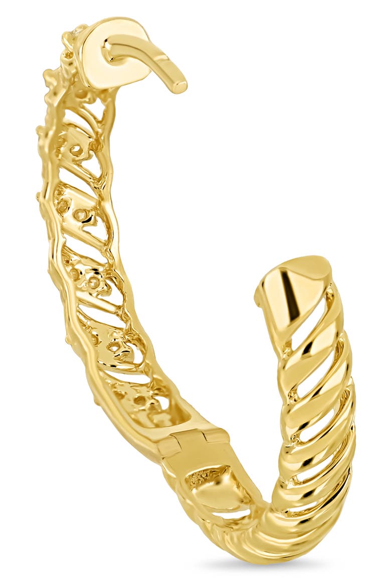 18K Gold Florentine Diamond Hoop Earrings, 17mm (Online Trunk Show), Alternate, color, 18K YELLOW GOLD/ DIAMOND