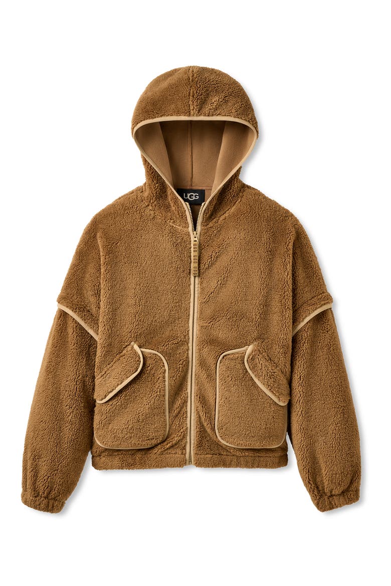 Mariella UGGfluff Zip Hoodie, Main, color, CHESTNUT