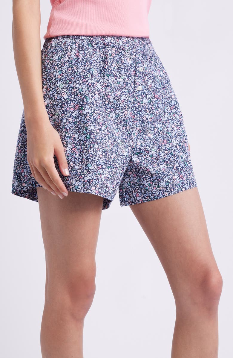 Open Edit Oversize Boyfriend Boxer Shorts, Alternate, color, Navy Multi Dense Floral