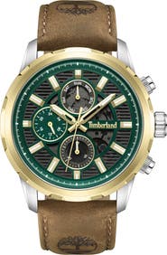 Timberland Hampton Harbour Multifunction Chronogrpah Leather Strap Watch, 46mm