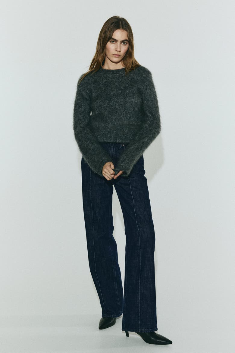 Straight High Jeans, Main, color, Dark denim blue