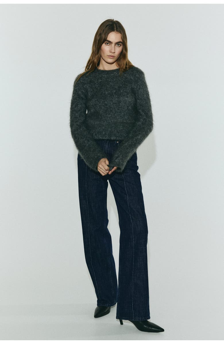 H&M Straight High Jeans, Alternate, color, Dark Denim Blue