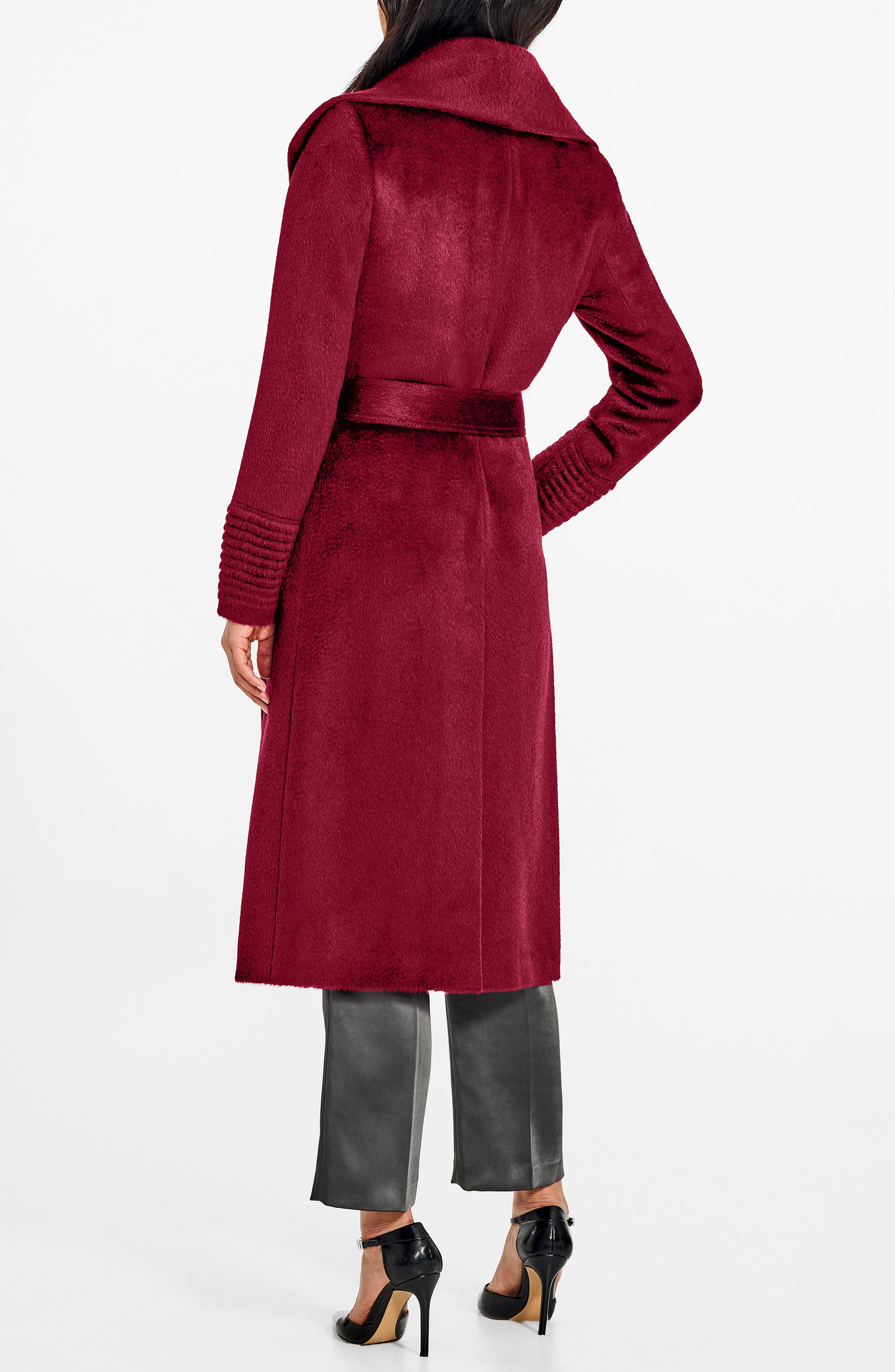 Shawl Collar Alpaca & Wool Blend Longline Wrap Coat - image 4