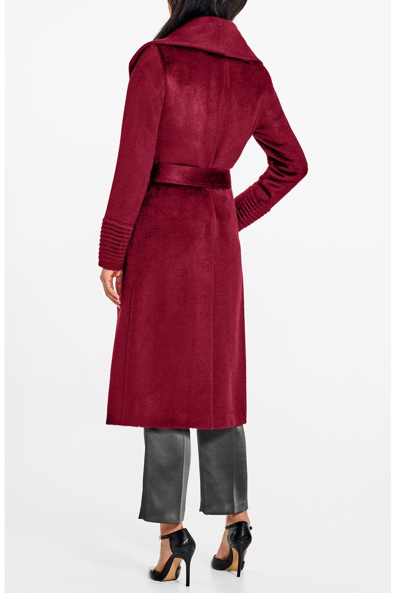 Shawl Collar Alpaca & Wool Blend Longline Wrap Coat, Alternate, color, BORDEAUX