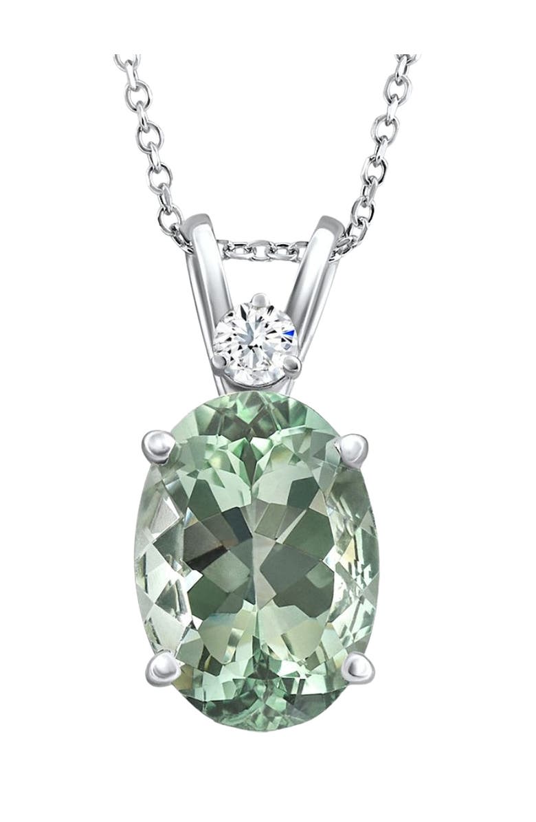 Bliss Diamond Oval Green Amethyst Diamond Pendant Women's Necklace 18" Gold, Main, color, 