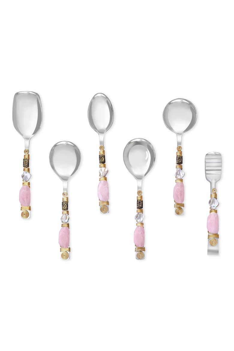 6-Piece Serving Spoons, Main, color, PINK
