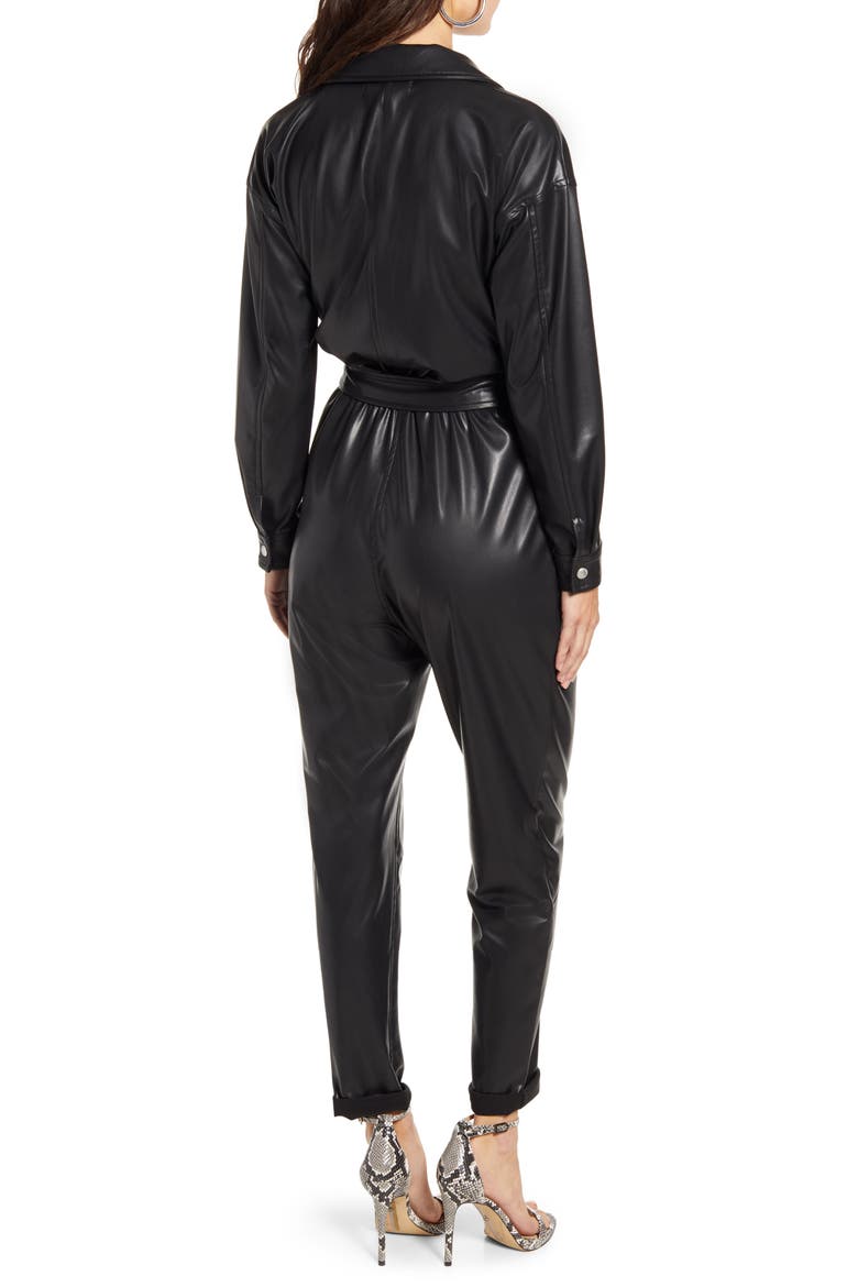 Faux Leather Long Sleeve Boilersuit, Alternate, color, EASTSIDE VIBES