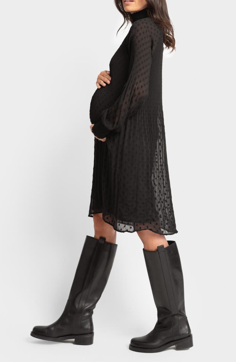Seraphine Long Sleeve Pleated Chiffon Maternity Dress, Alternate, color,