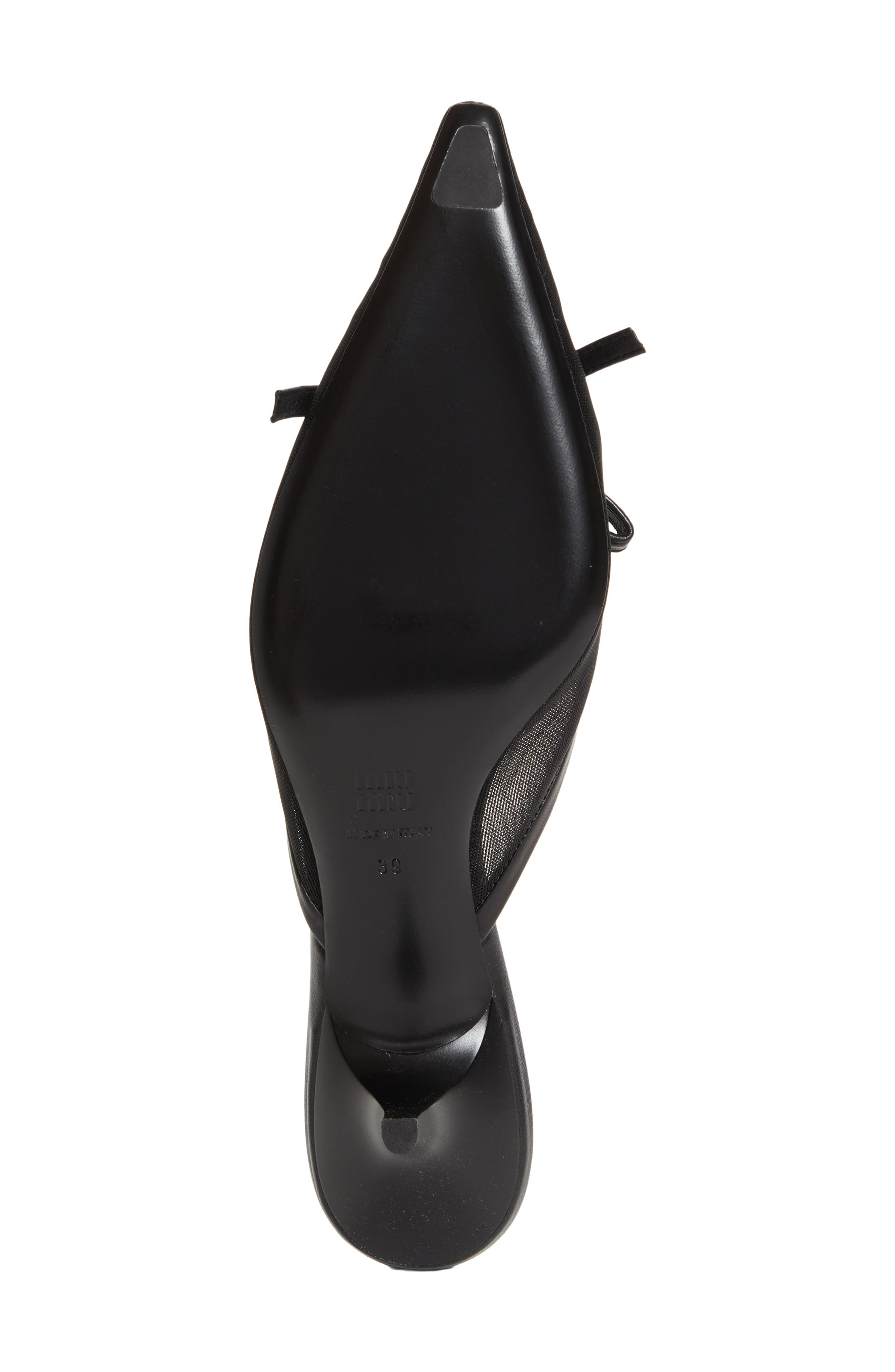 Miu Miu Bow Mesh Kitten Heel Mule, Alternate, color, Nero