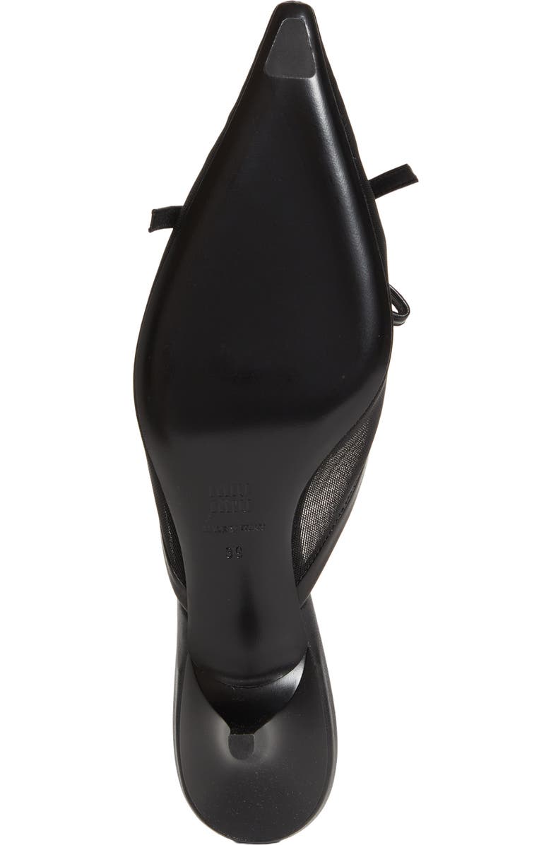 Miu Miu Bow Mesh Kitten Heel Mule, Alternate, color, Nero