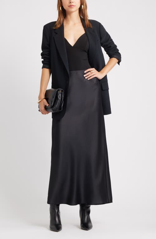 Open Edit Satin Midi Skirt In Black