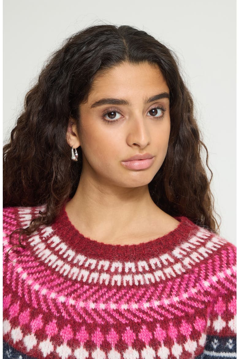 Scandinavian Crewneck Sweater, Alternate, color, RED MULTICOLOR