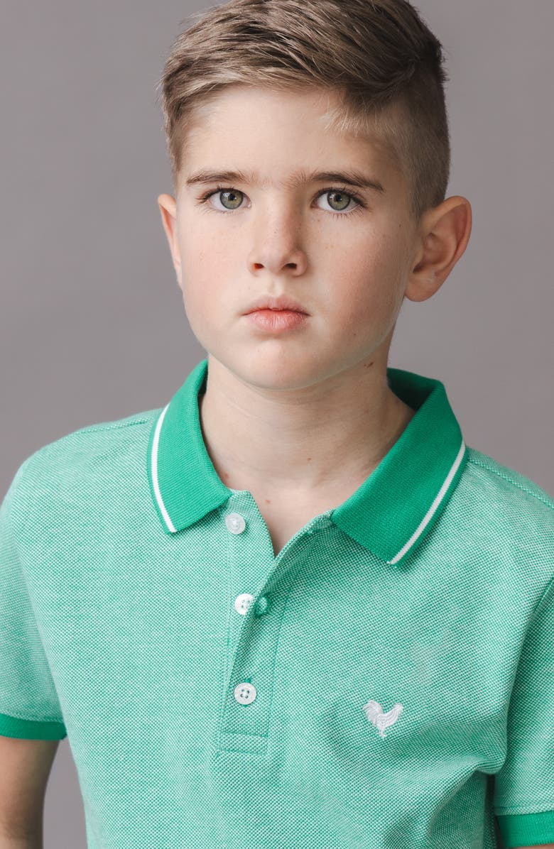 Hope & Henry Kids' Organic Short Sleeve Knit Pique Polo Shirt, Alternate, color, Kelly Green