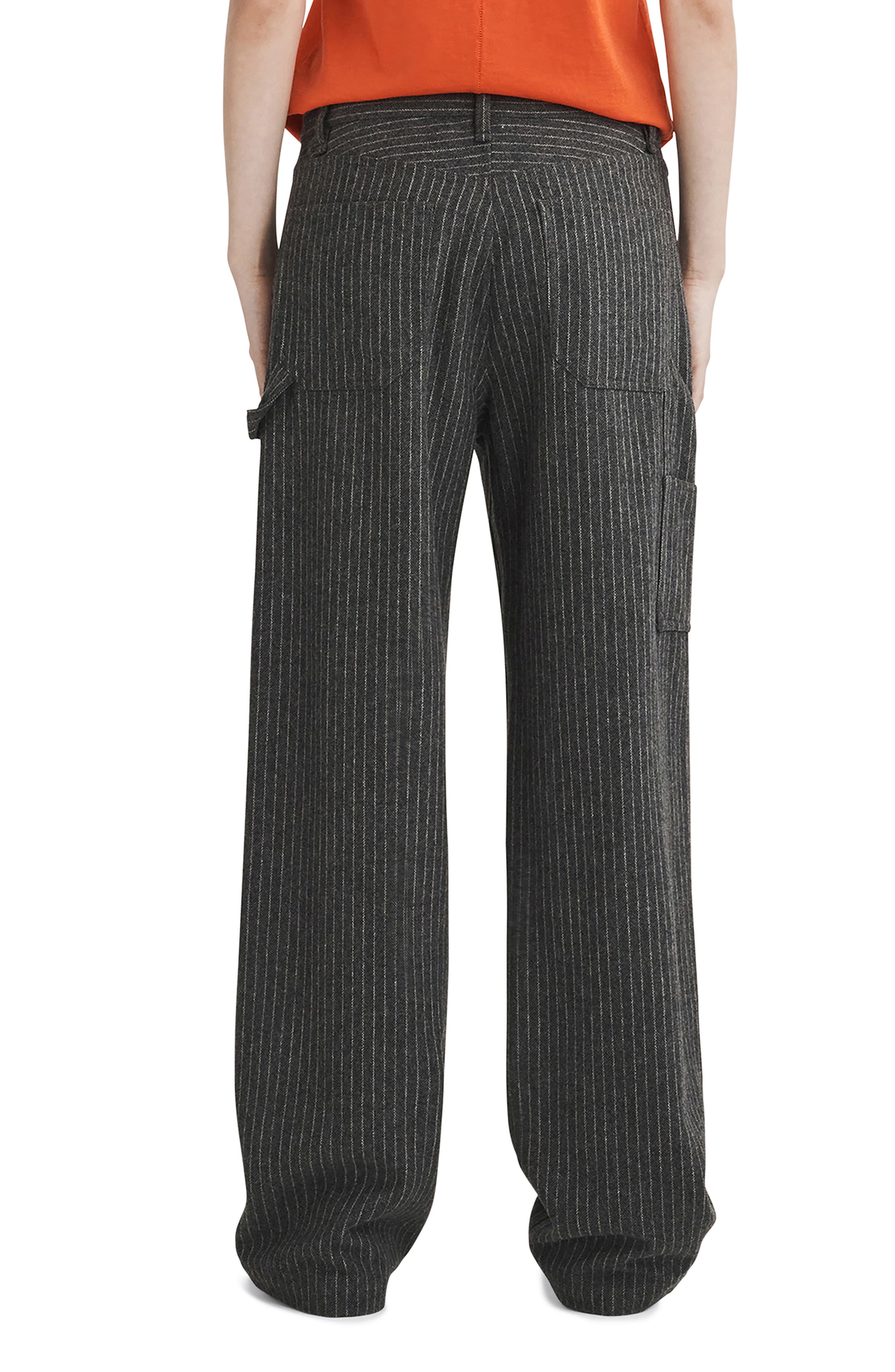 Sid Pinstripe Wool Blend Carpenter Pants - image 2
