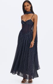 Miss Circle Juliette Polka Dot Chiffon Maxi Dress