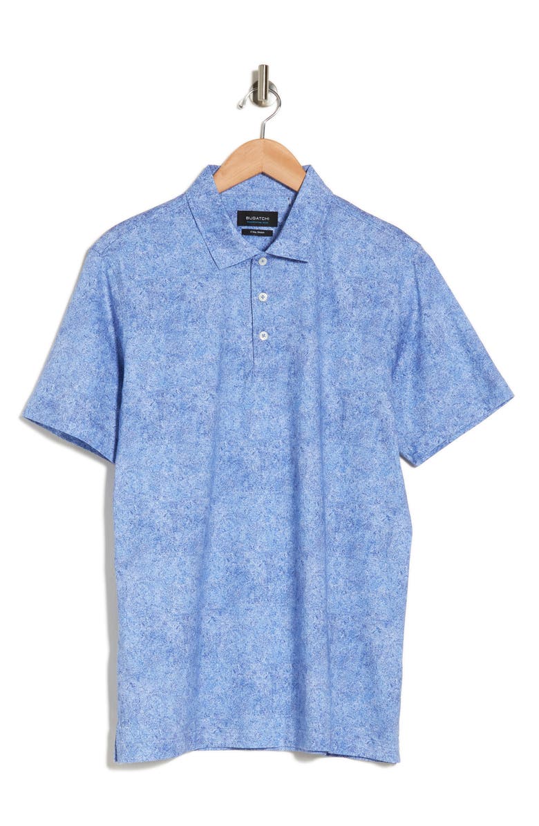 Bugatchi Abstract Print Stretch Cotton Polo, Alternate, color, Classic Blue