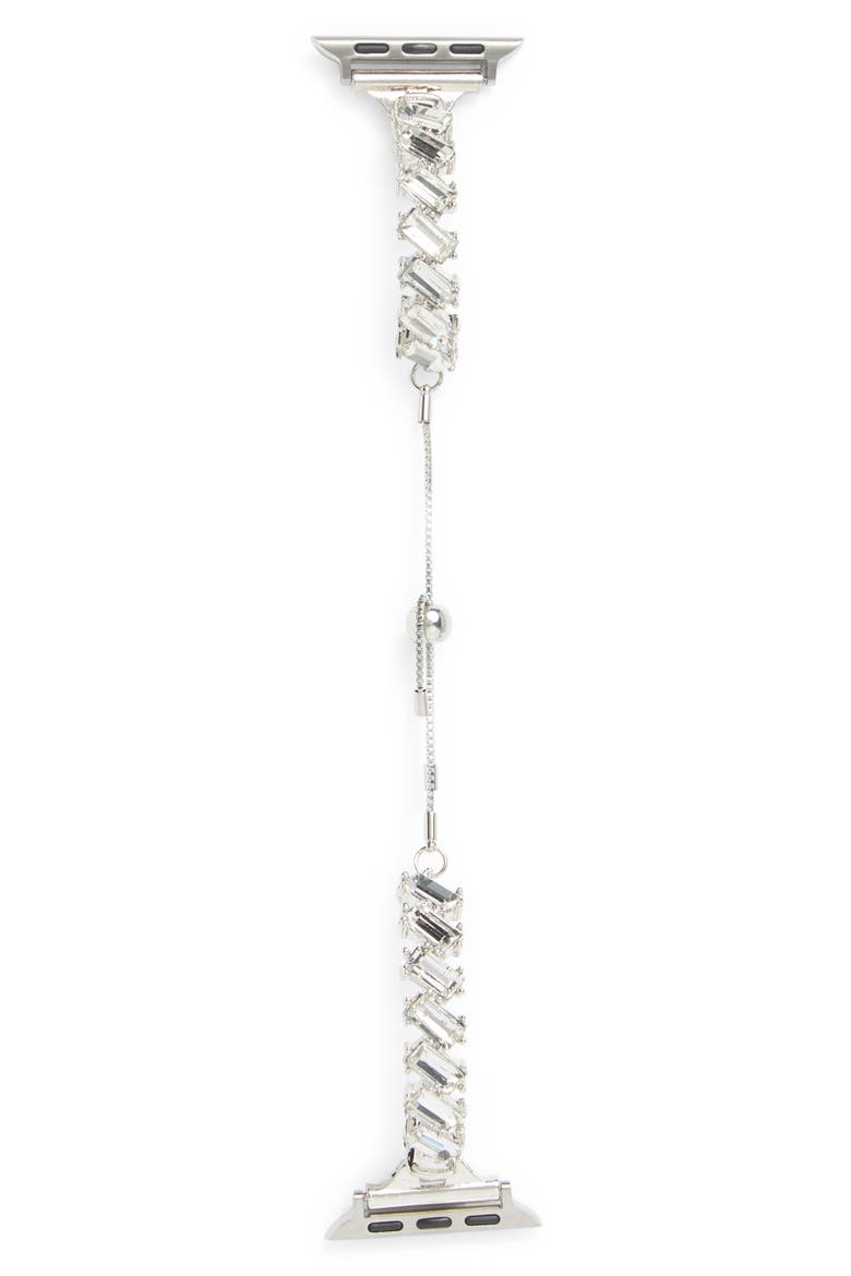 Baguette Crystal Apple Watch® Watchband, Alternate, color, CLEAR- SILVER