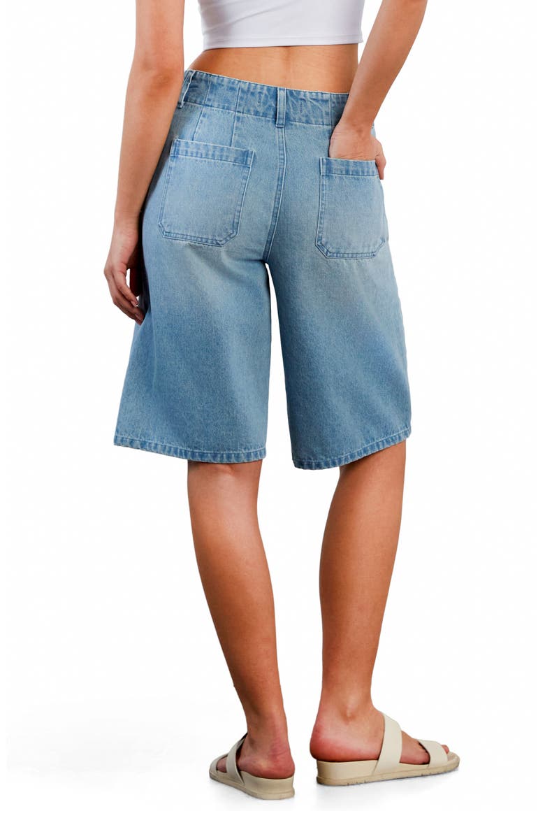 Effortless Denim Shorts, Alternate, color, WASHED BLUE