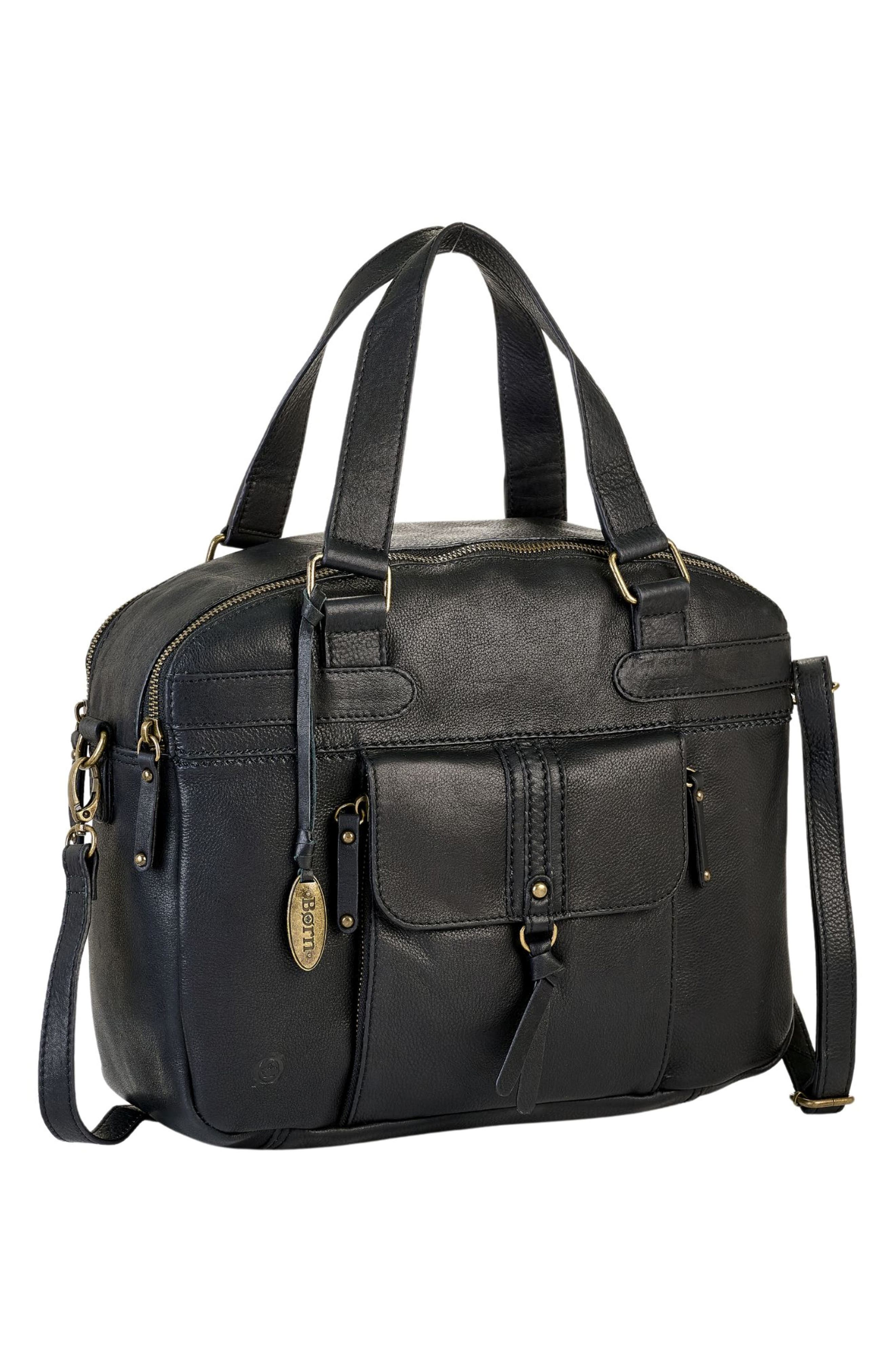 Børn Large Leather Organizer Satchel, Alternate, color, Black