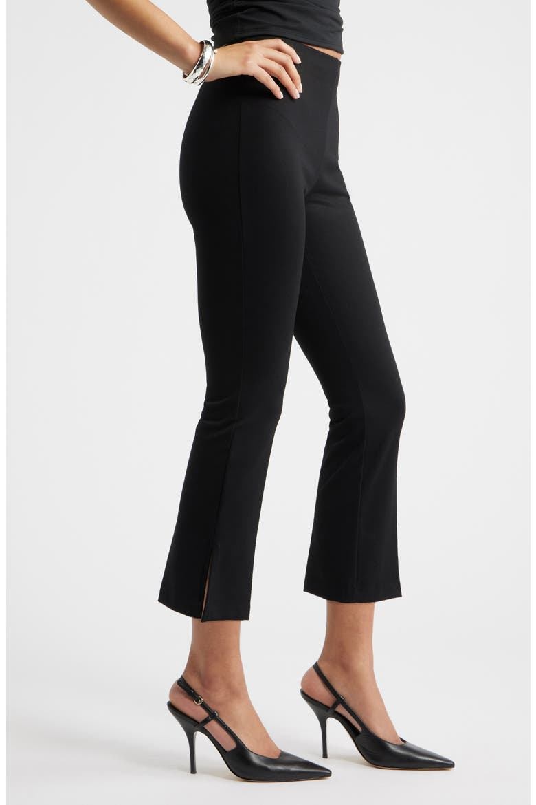 Kick Flare Stretch Twill Pants, Alternate, color, BLACK