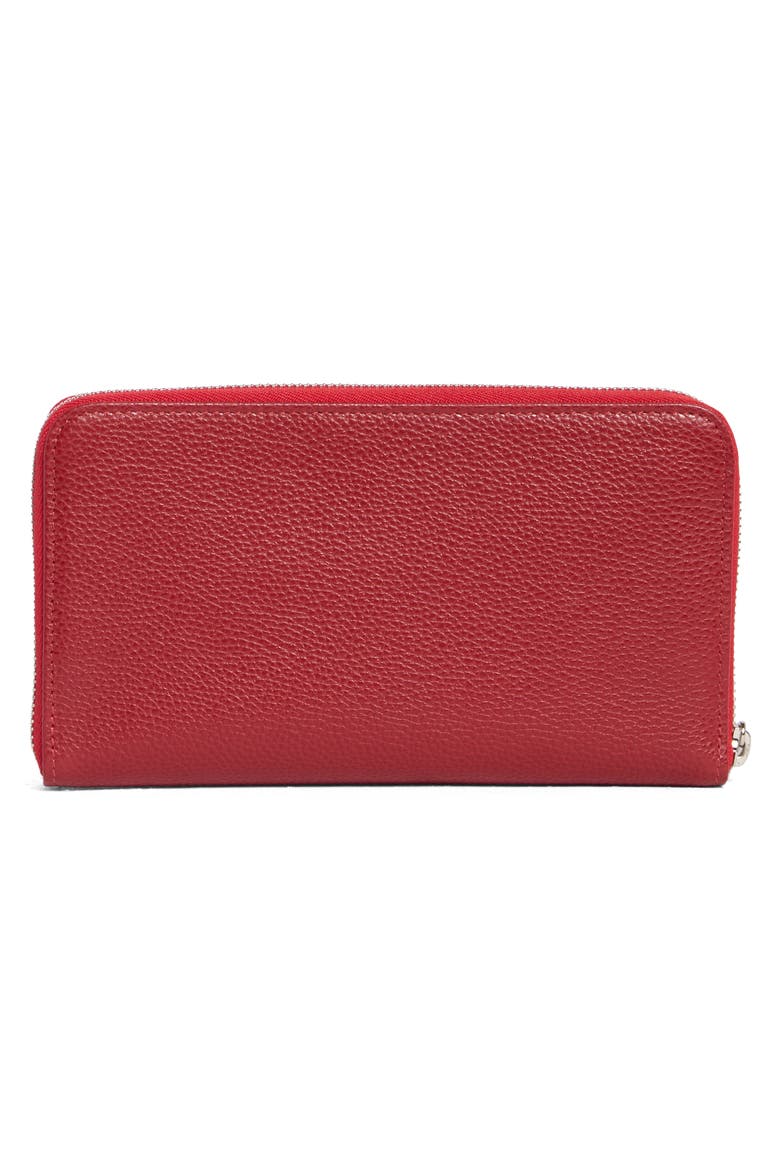 Leather Zip Wallet, Alternate, color, VERMILION