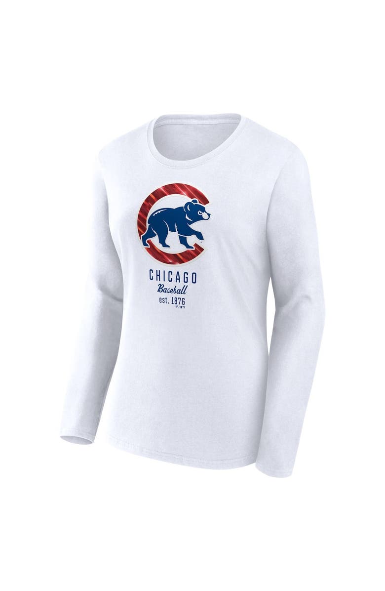 FANATICS Women's Fanatics Branded  White Chicago Cubs Lightweight Fitted Long Sleeve T-Shirt, Alternate, color, 