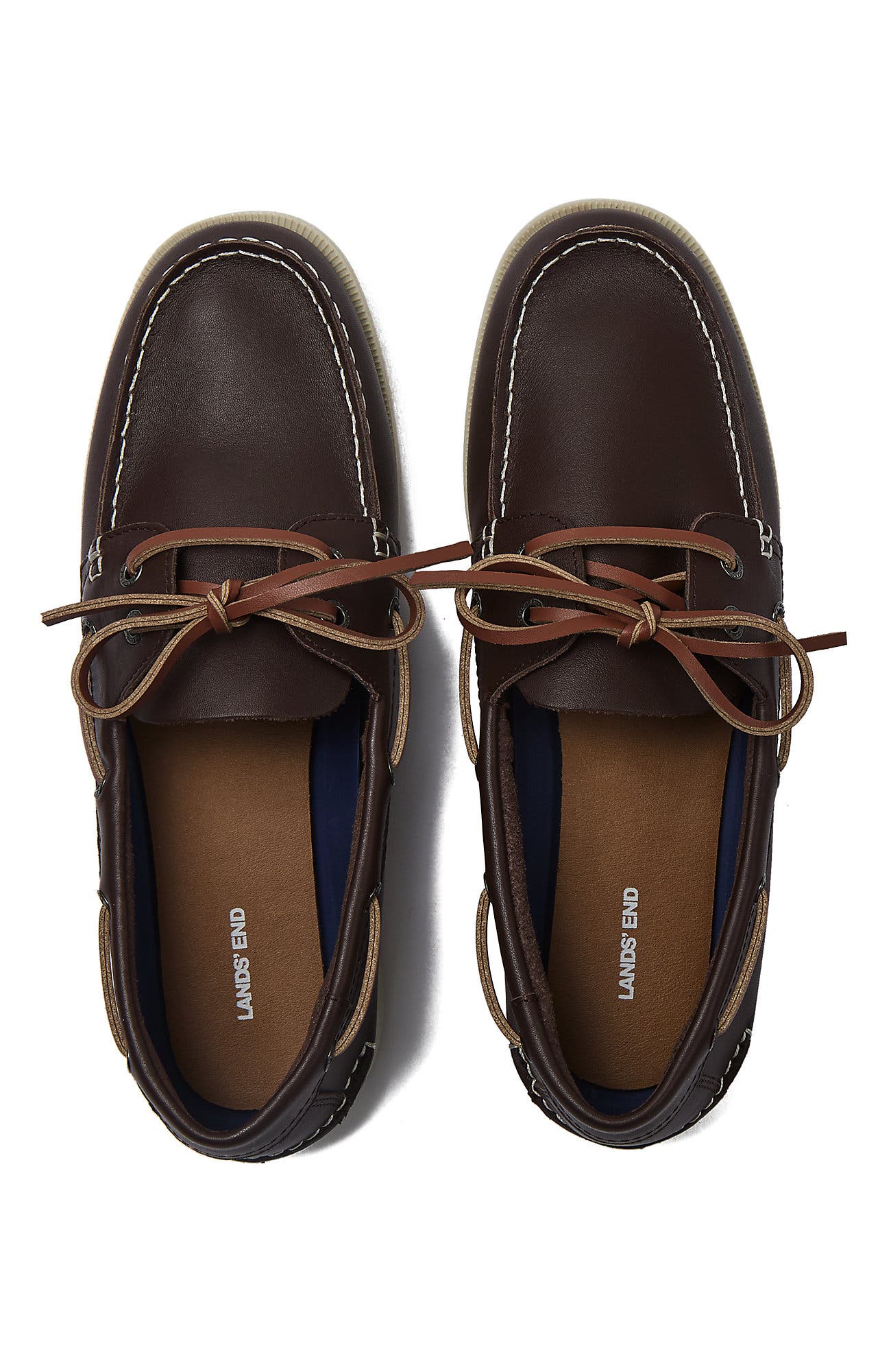 Lands' End Comfort Leather Slip On Boat Shoes, Alternate, color, Toasted Rye