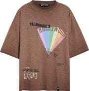 Palm Angels Neon Blvd Loose Fit Cotton Graphic T-Shirt