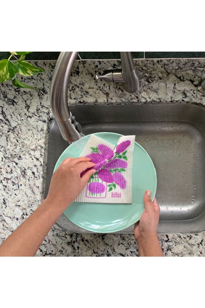 Lilacs Dish Towel + Sponge Cloth Gift Set, Alternate, color, Lilac