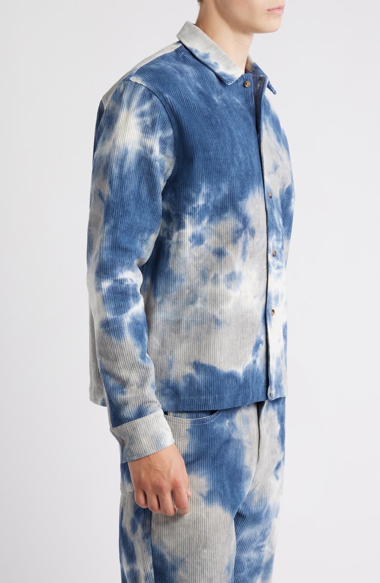 RIZORT Curtis Tie Dye Denim Button-Up Shirt Jacket, Alternate, color, Blue