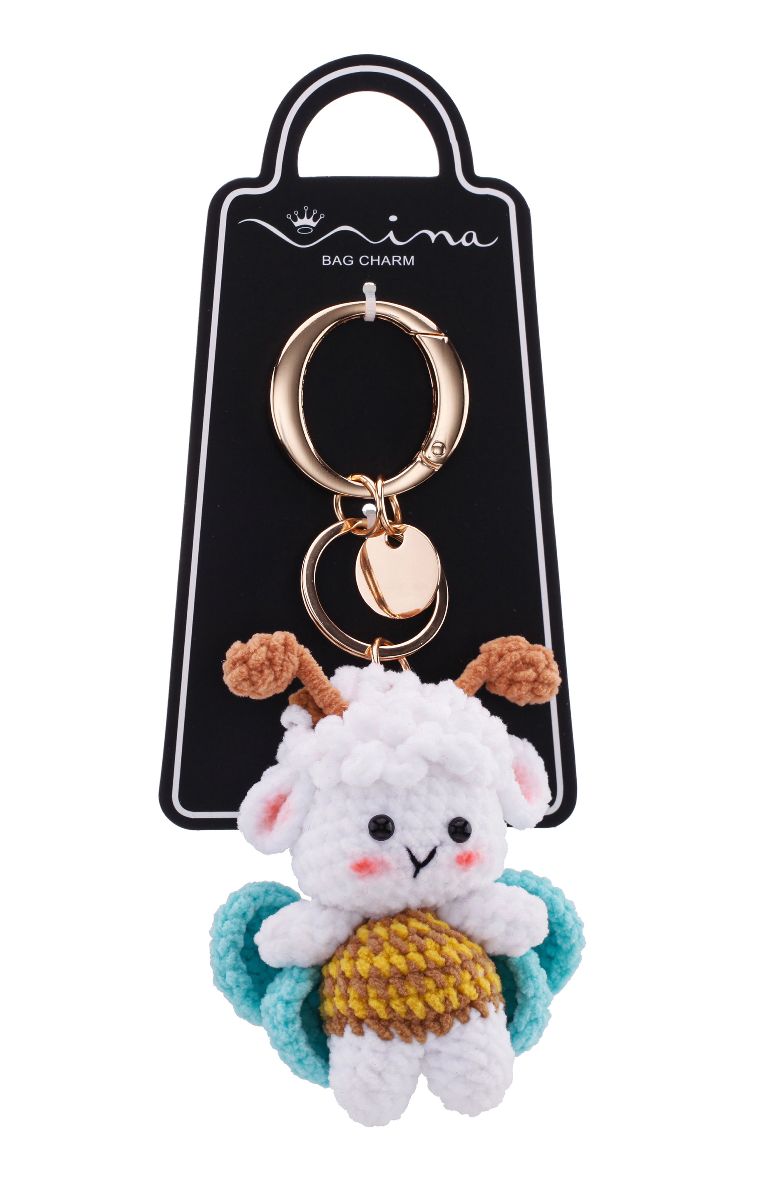 Nina Lamb Bag Charm, Alternate, color, White