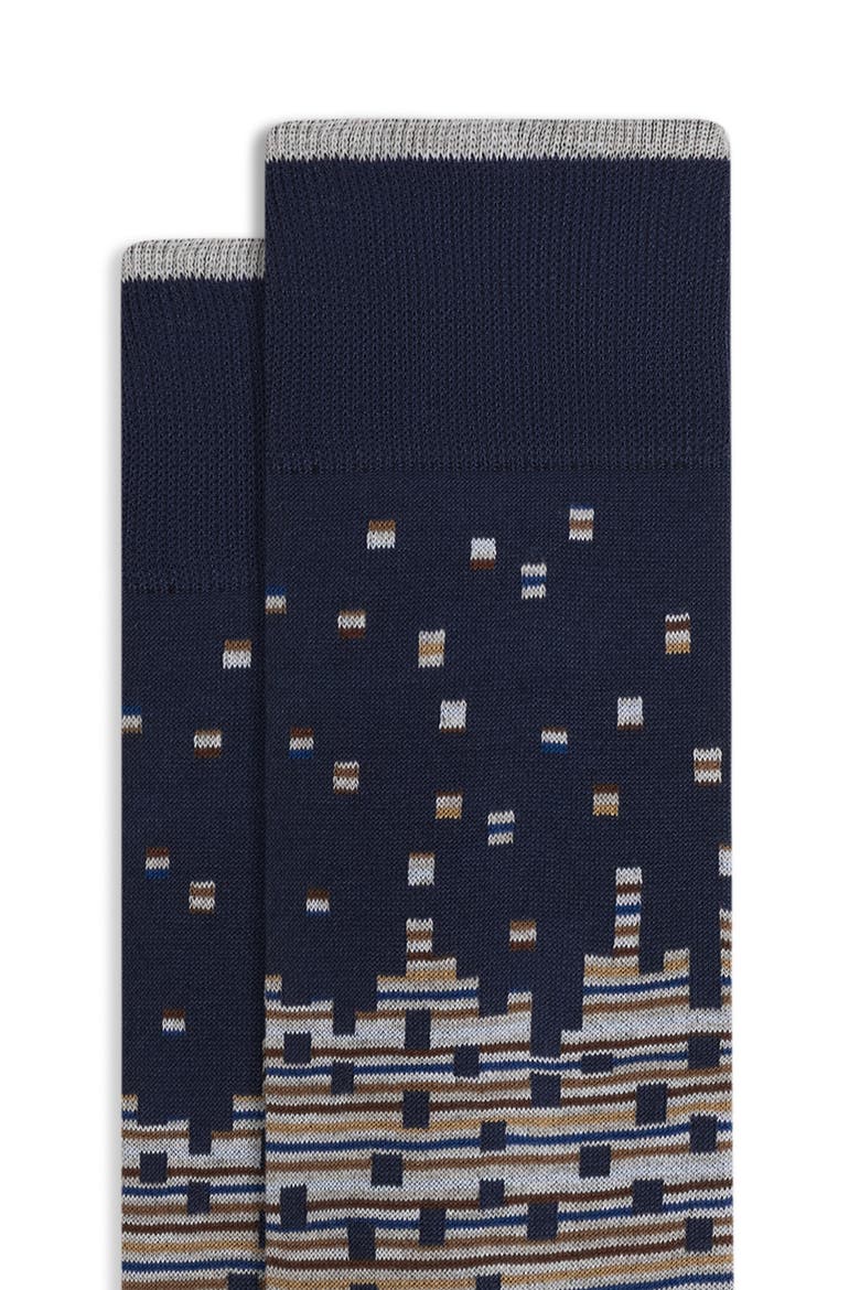Stripe Square Cotton Blend Dress Socks, Alternate, color, MOCHA