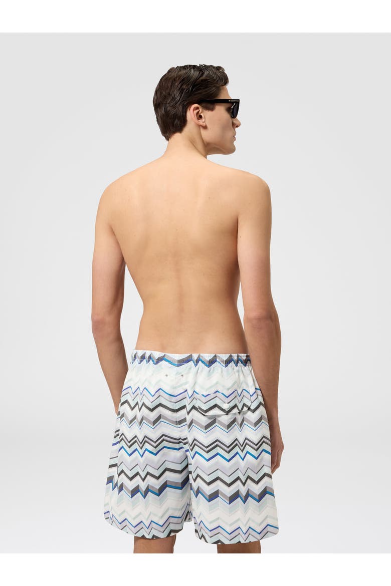 Long Swim Shorts With Irregular Zigzag Print, Alternate, color, Light Blue