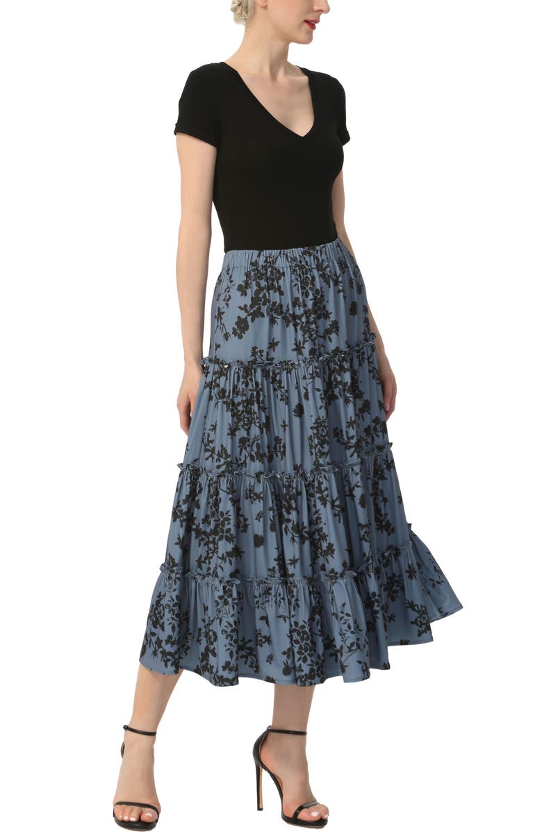 Kimi & Kai Women's Tiered Midi Skirt, Alternate, color, Navy