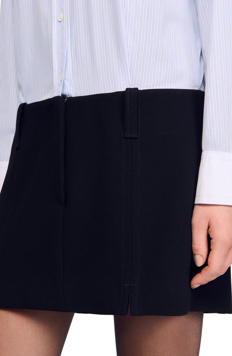 SANDRO Short dress with dual materials, Alternate, color, Black