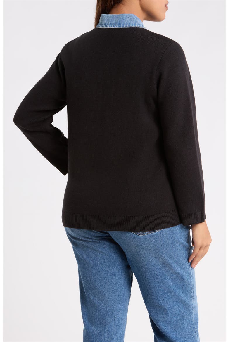 Denim Collar Cardigan, Alternate, color, JONES BLACK