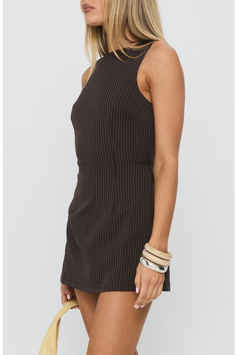 Yumiko Pinstripe Sleeveless Romper, Alternate, color, BROWN STRIPE