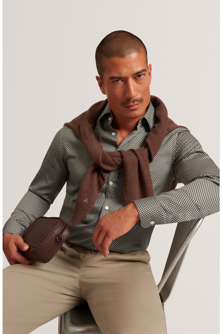 Jozef Print Cotton Button-Up Shirt, Alternate, color, KHAKI