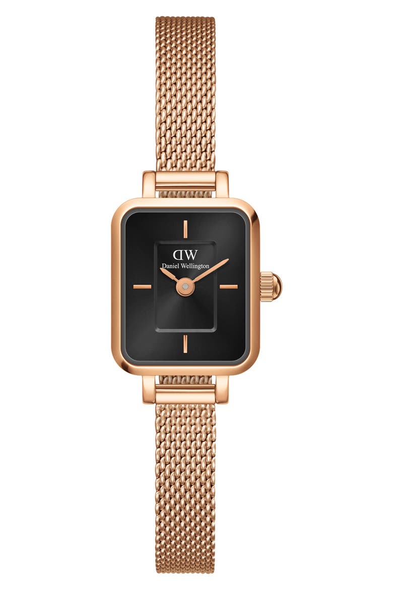 Mini Quadro Melrose Micro Collection Mesh Strap Watch, 15mm x 18mm, Main, color, ROSE GOLD