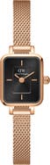 Daniel Wellington Mini Quadro Melrose Micro Collection Mesh Strap Watch, 15mm x 18mm