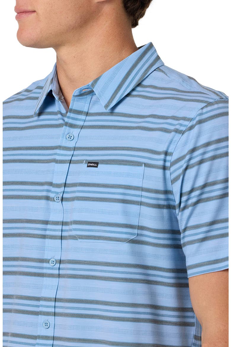 Relaxed Fit Short Sleeve Performance Slub Button-Up Shirt, Alternate, color, BLUE GLASS